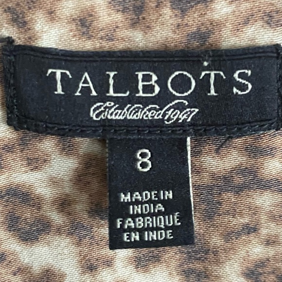 Talbots Leopard Aminal Print Cotton Button Down Blouse Womens Size 8 - Picture 2 of 7